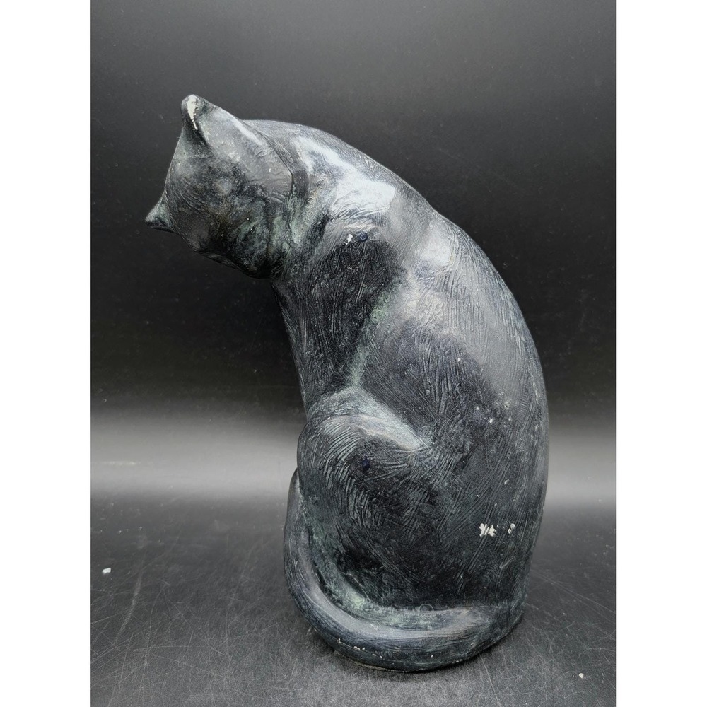 Austin Productions 1978 Vintage Cat Sculpture KS Signed Mid Century Modern Black